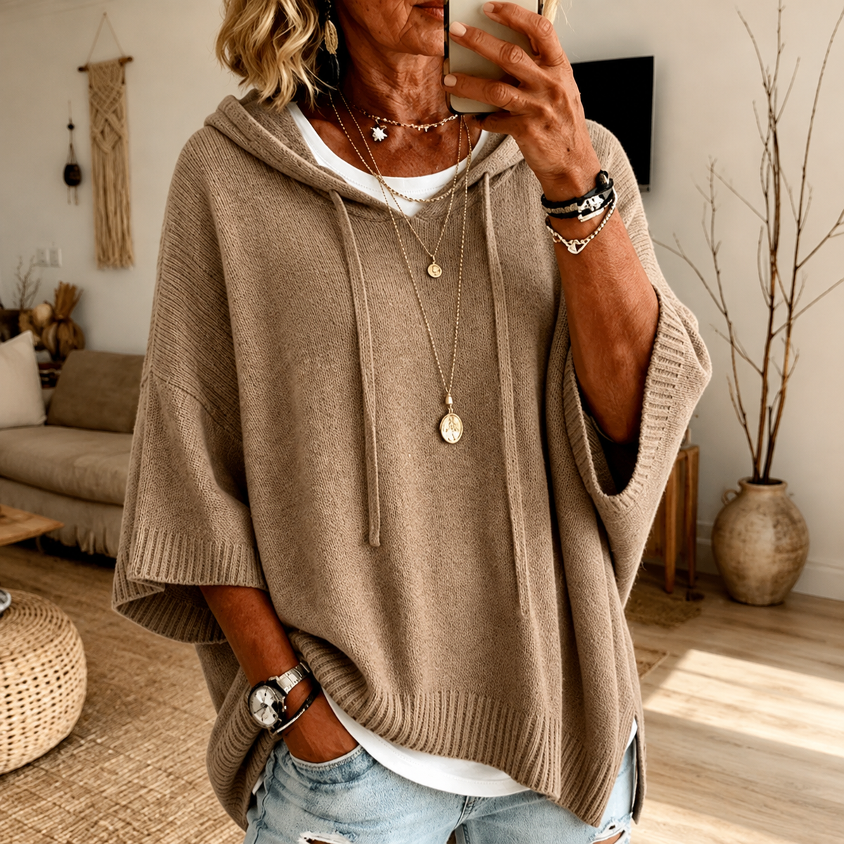 Océane - Poncho con Cappuccio