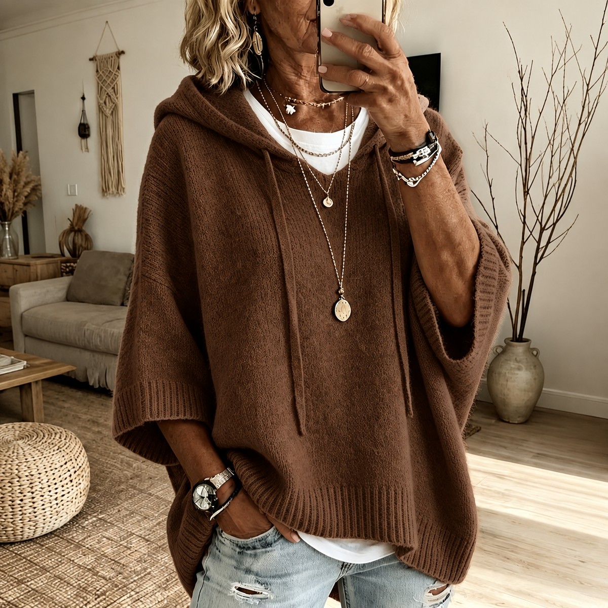 Océane - Poncho con Cappuccio