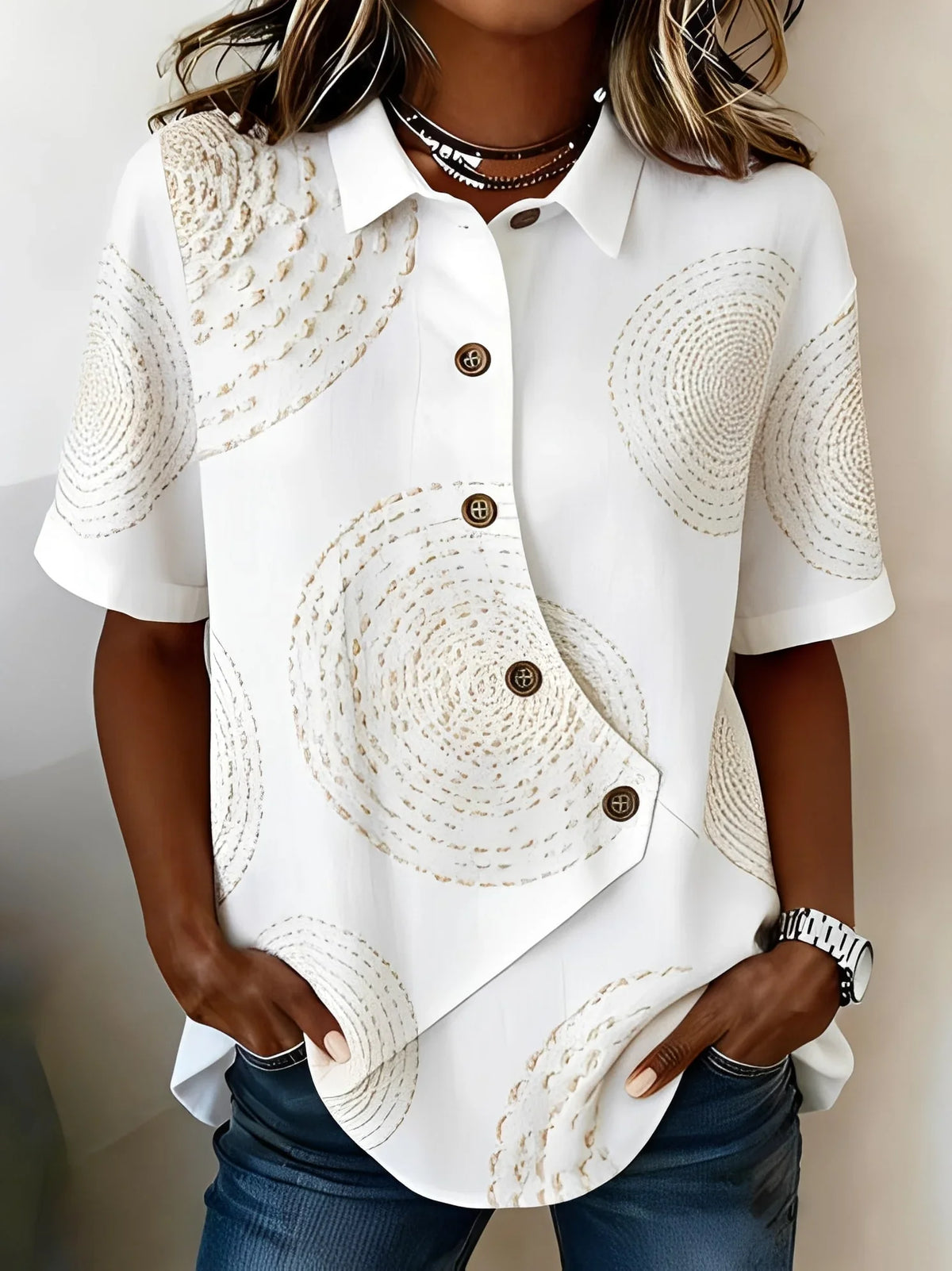 Perla - Blusa asimmetrica con bottoni