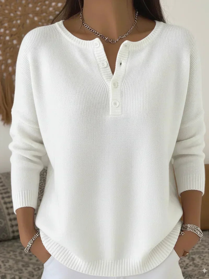ELENA™ | MAGLIONE HENLEY IN MAGLIA CON BOTTONI
