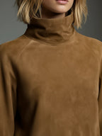 Bibiana | Mini abito oversize effetto camoscio con collo alto