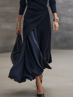 LOREDANA | Abito maxi asimmetrico con dettagli in raso