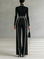 Emma | Completo elegante con collo alto e pantaloni a gamba larga