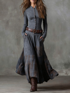 Elisa | Abito maxi in suede con cintura