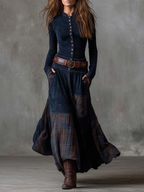 Elisa | Abito maxi in suede con cintura