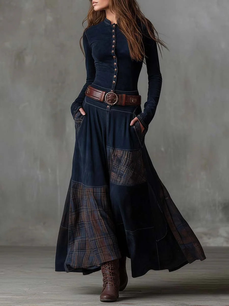 Elisa | Abito maxi in suede con cintura