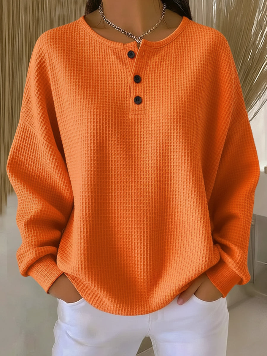 MIRELLA™ | FELPA HENLEY WAFFLE ACCOGLIENTE