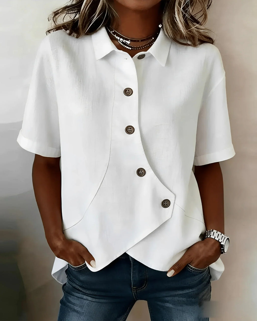 Perla - Blusa asimmetrica con bottoni