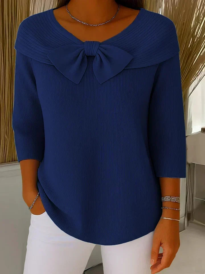 TIZIANA™ | MAGLIONE CON FIOCCO E GIROCOLLO