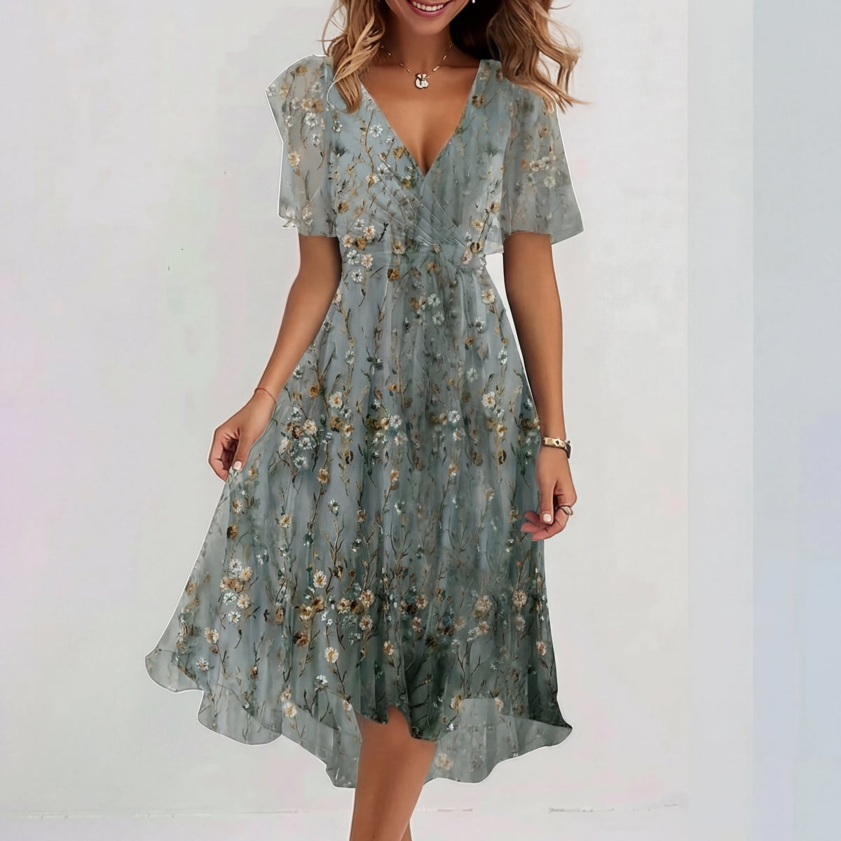 Fiona - Vestito midi speciale a maniche corte