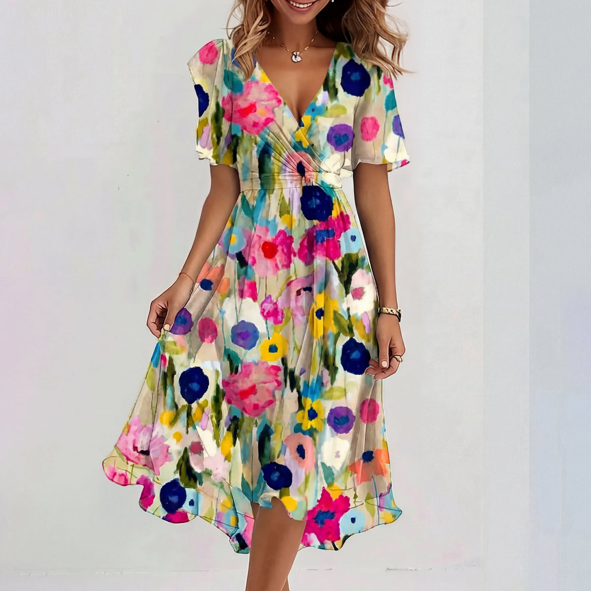 Fiona - Vestito midi speciale a maniche corte