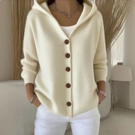 DARIA™ | CARDIGAN IN MAGLIA CON CAPPUCCIO E BOTTONI