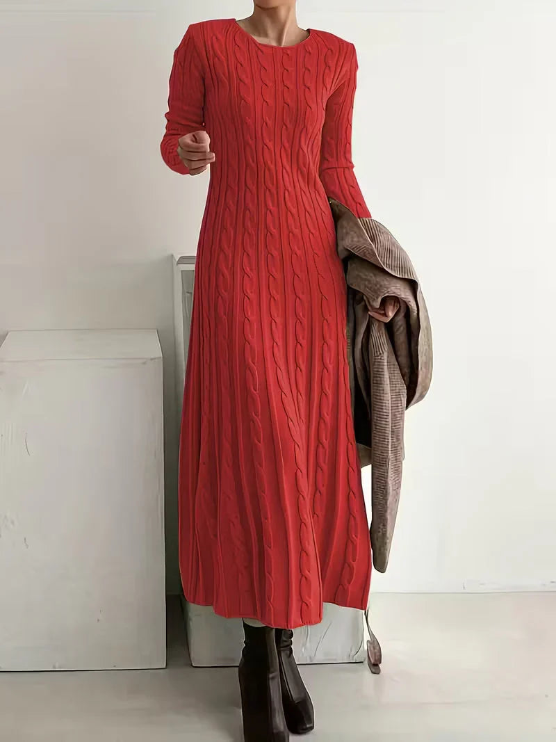 Jimena - Elegante abito lungo in maglia a trecce