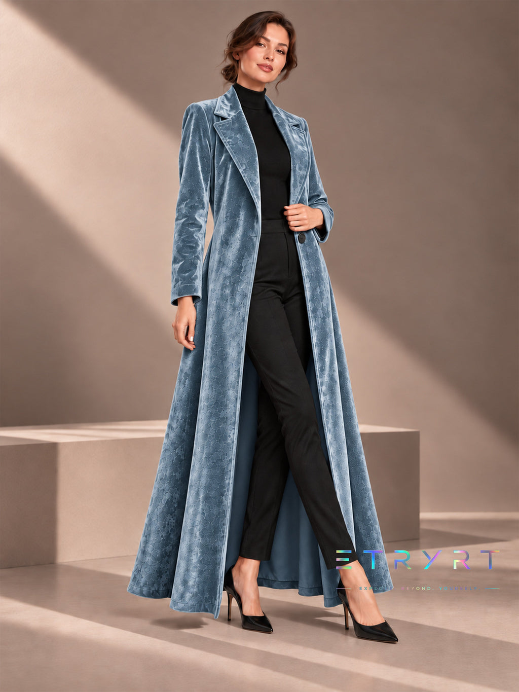 Beatrice | Cappotto lungo aperto in velluto