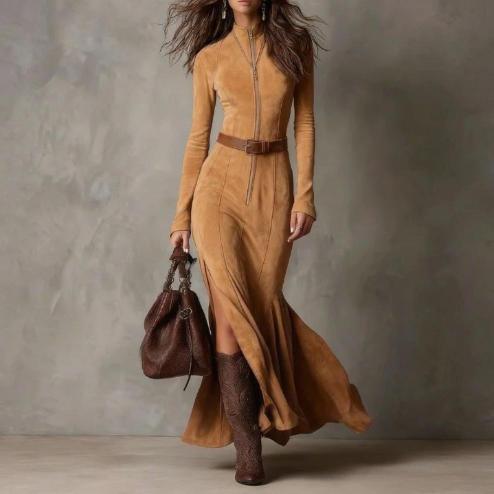 Ilenia – Abito lungo vintage con cintura