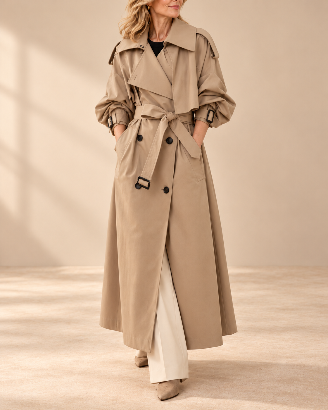 Lena | Trench lungo oversize doppiopetto