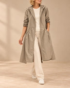 Caterina | Trench lungo con cappuccio e zip