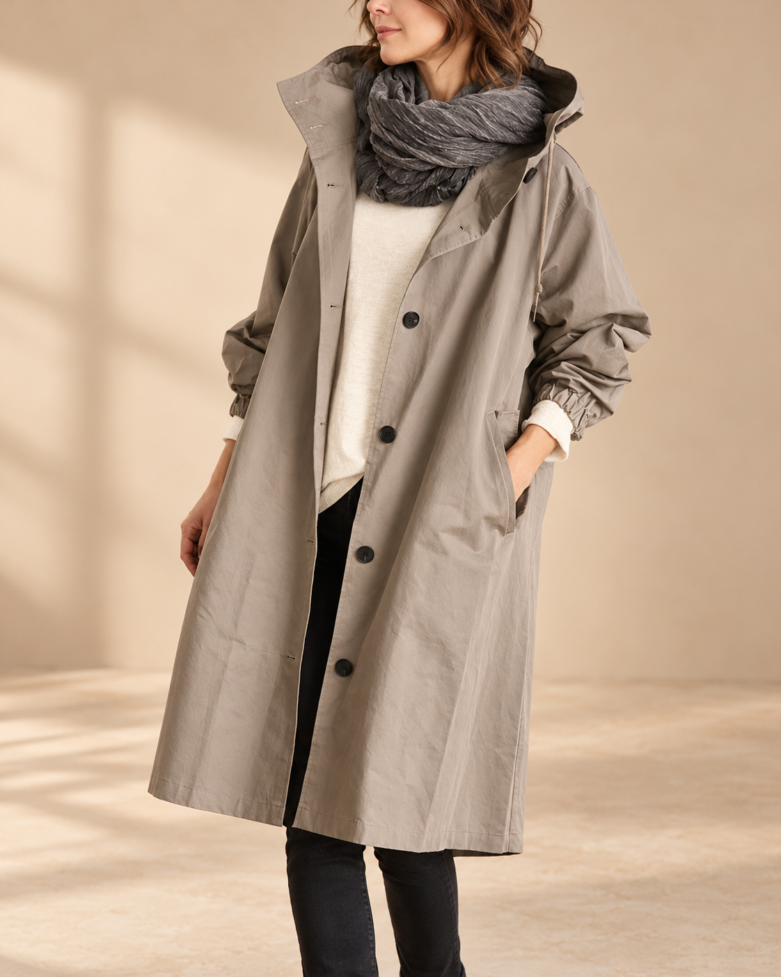 Margherita | Cappotto oversize con cappuccio e bottoni frontali