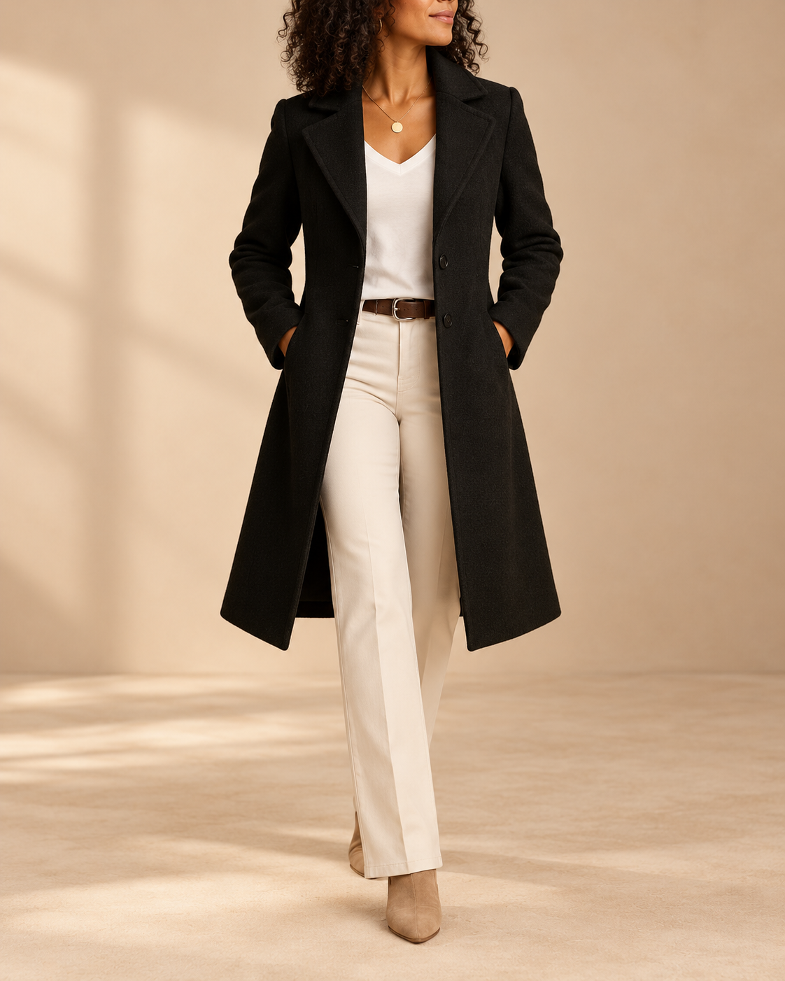Bianca | Cappotto lungo sartoriale con revers classici