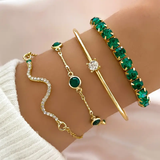 Aurora – Set di bracciali vintage con zircone verde