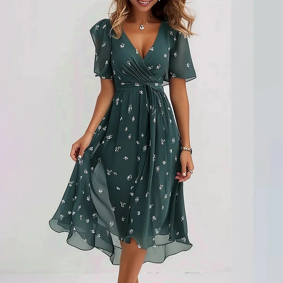 Fiona - Vestito midi speciale a maniche corte