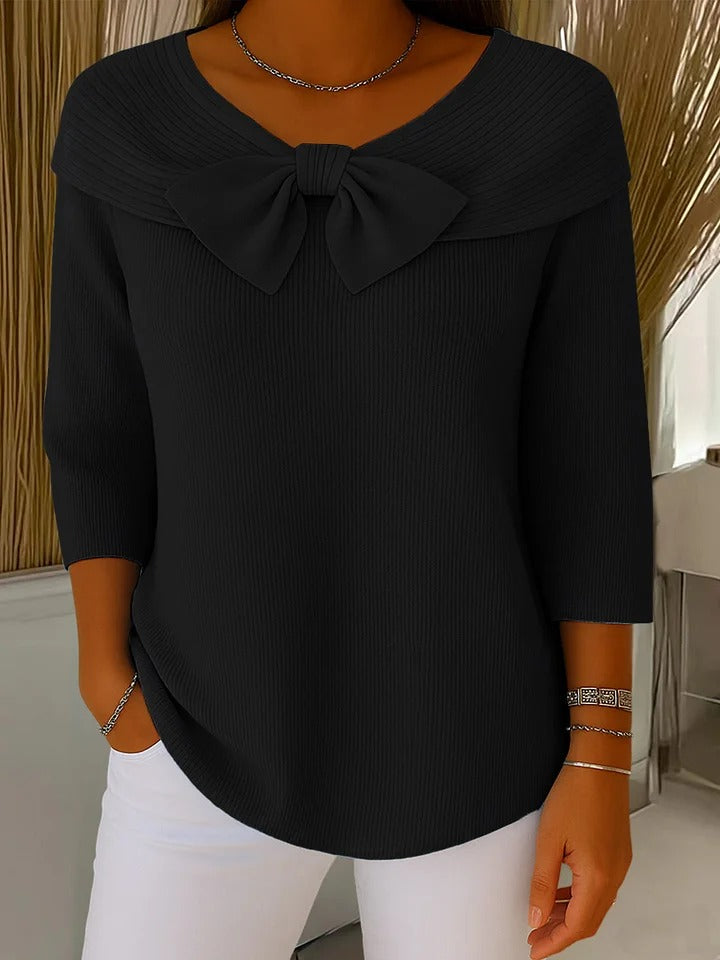 TIZIANA™ | MAGLIONE CON FIOCCO E GIROCOLLO