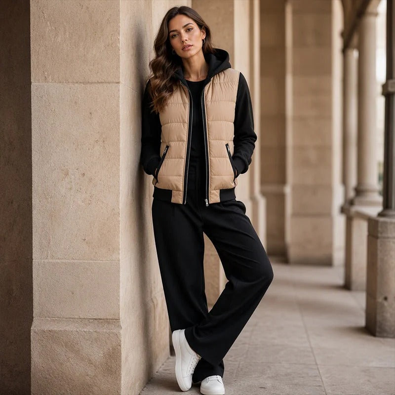 Alessia - Giacca trapuntata con cappuccio e colori a contrasto
