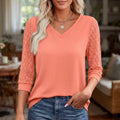 Lorena - Blusa con scollo a V e maniche traforate