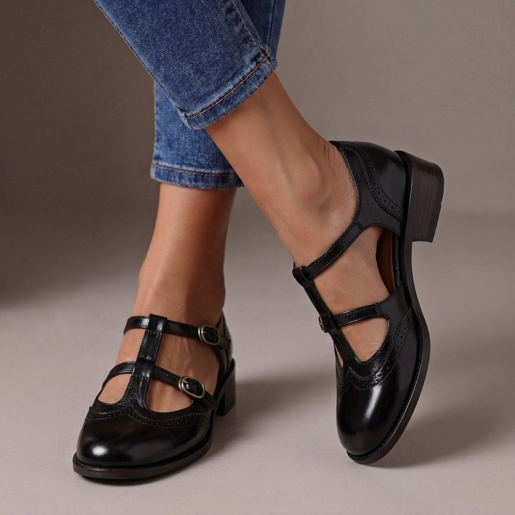 Lucinda | Mary Jane in pelle con dettagli brogue