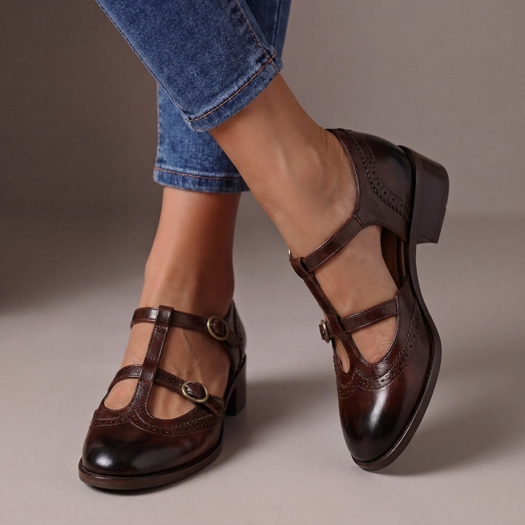 Lucinda | Mary Jane in pelle con dettagli brogue