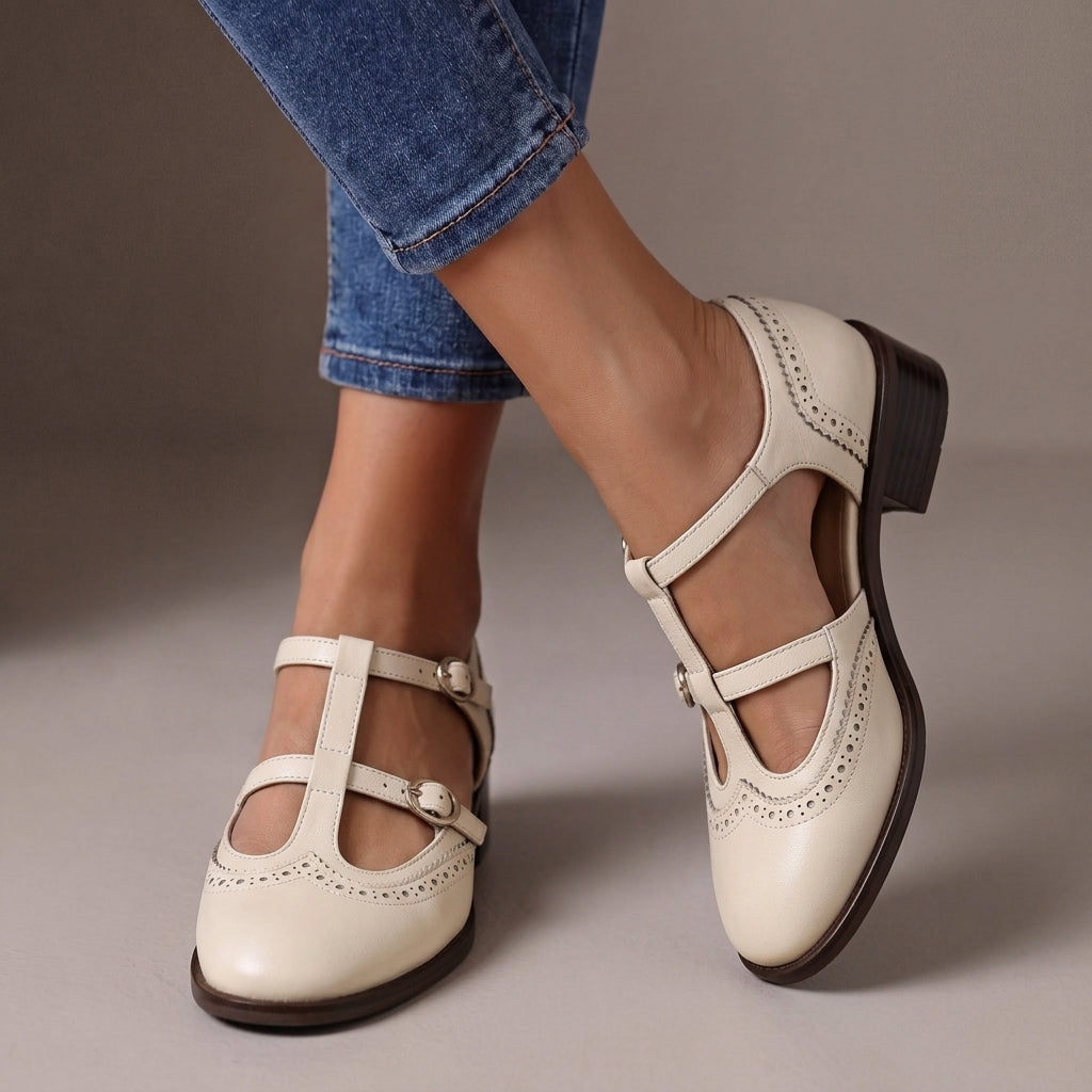 Lucinda | Mary Jane in pelle con dettagli brogue