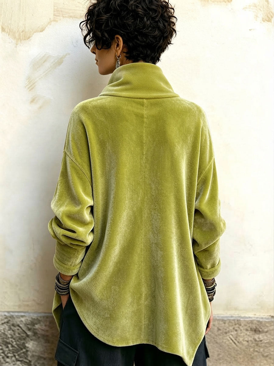 Giulia | Top in Velluto con Bottoni Asimmetrici