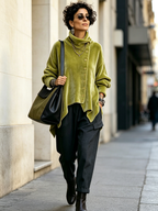 Giulia | Top in Velluto con Bottoni Asimmetrici