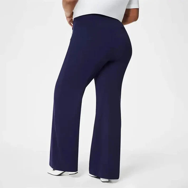 Mónica - Pantaloni elasticizzati a vita alta con bottoni dorati