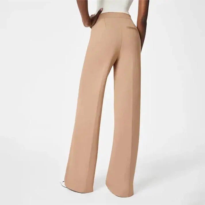 Mónica - Pantaloni elasticizzati a vita alta con bottoni dorati