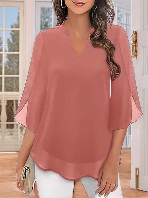 Claudia – Blusa in chiffon con scollo a V