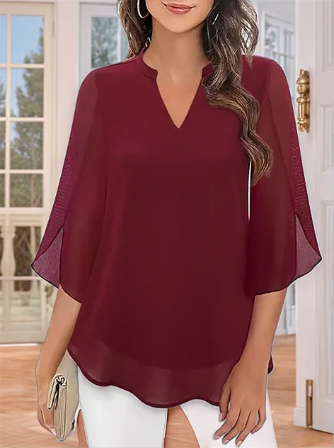 Claudia – Blusa in chiffon con scollo a V