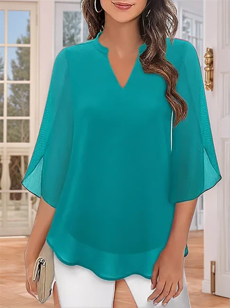 Claudia – Blusa in chiffon con scollo a V