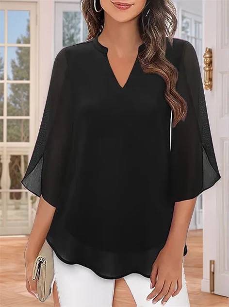 Claudia – Blusa in chiffon con scollo a V