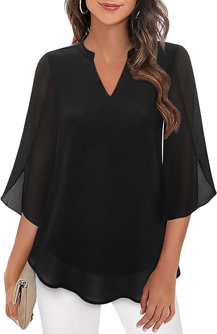 Claudia – Blusa in chiffon con scollo a V