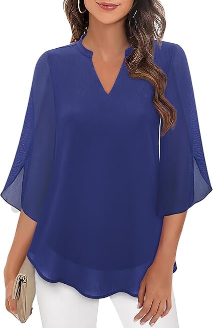 Claudia – Blusa in chiffon con scollo a V