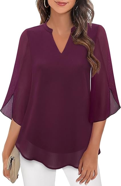 Claudia – Blusa in chiffon con scollo a V