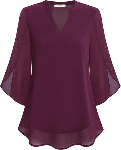 Claudia – Blusa in chiffon con scollo a V