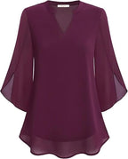 Claudia – Blusa in chiffon con scollo a V