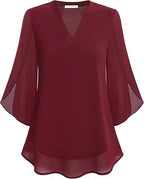 Claudia – Blusa in chiffon con scollo a V