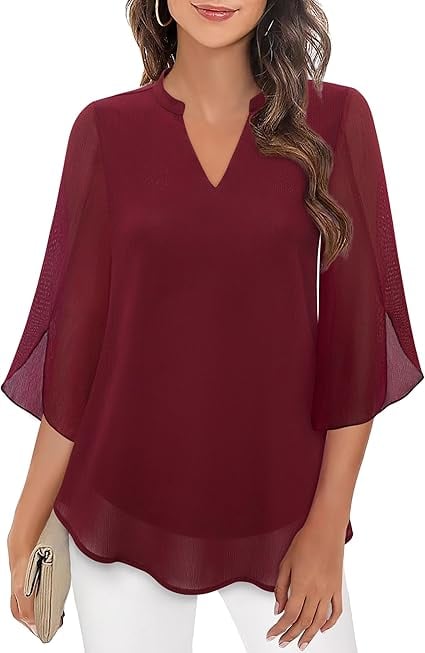Claudia – Blusa in chiffon con scollo a V