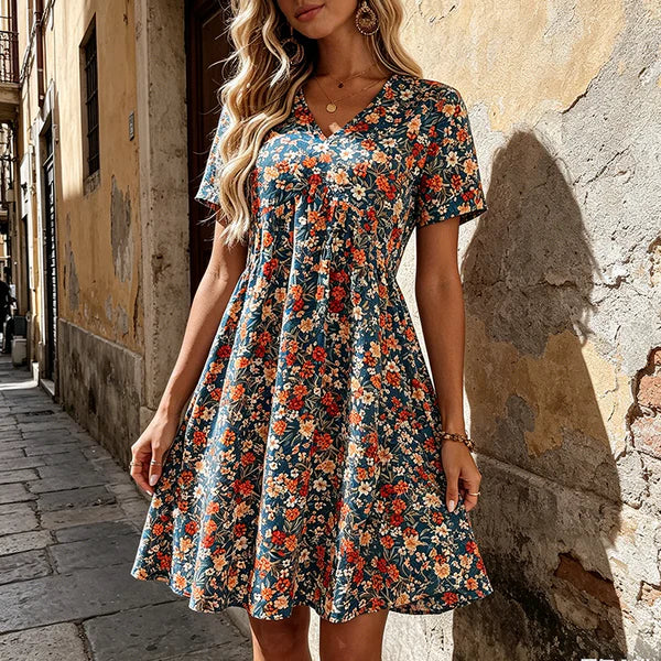 Bea - Vestito estivo floreale con scollo a V