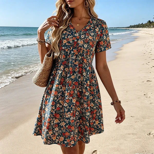 Bea - Vestito estivo floreale con scollo a V