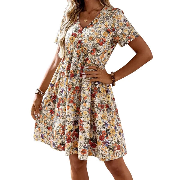 Bea - Vestito estivo floreale con scollo a V