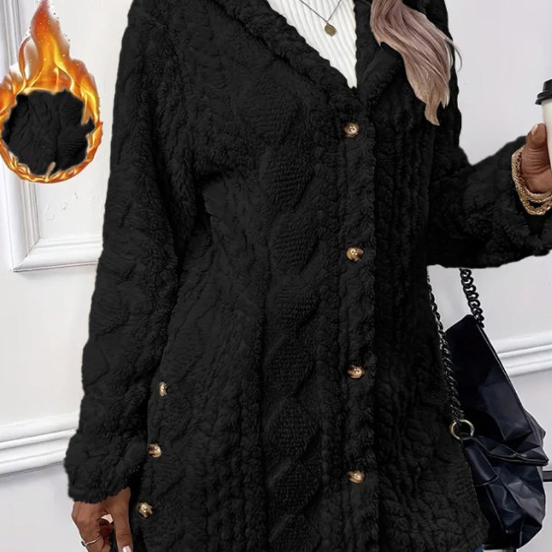 FIORELLA | Giacca in pile con cappuccio e bottoni